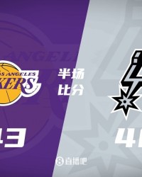 半场战报-詹姆斯缺阵 湖人落后马刺5分 东契奇22+7+8 文班5+7